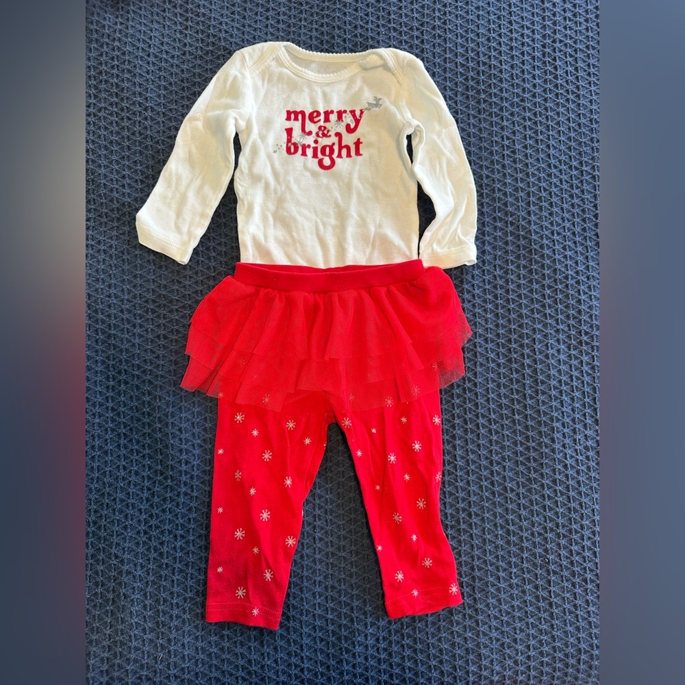 Carter's White and Red Festive Holiday Outfit
